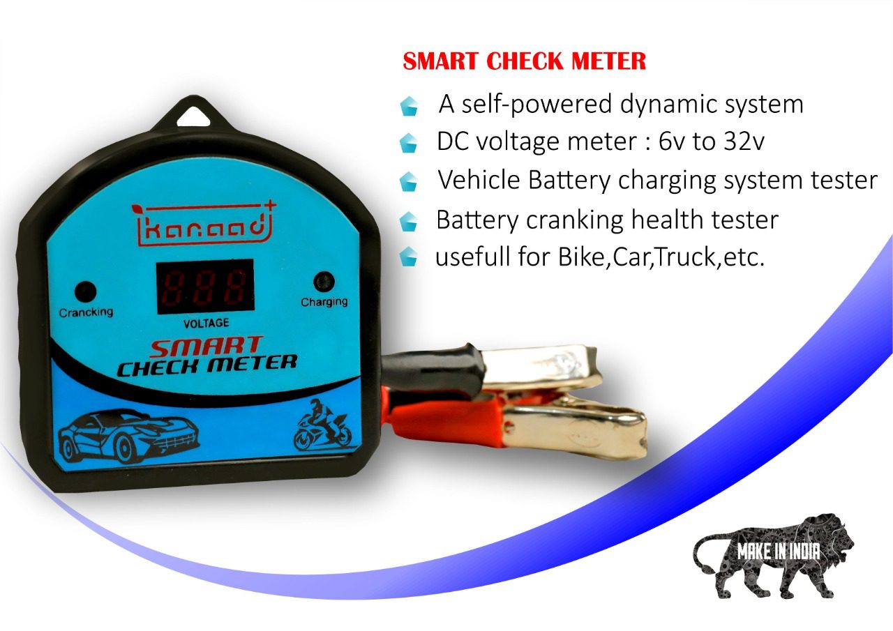 KANAAD 6 volt to 32 volt DC Digital Voltmeter with battery health indicator and battery charging indicator