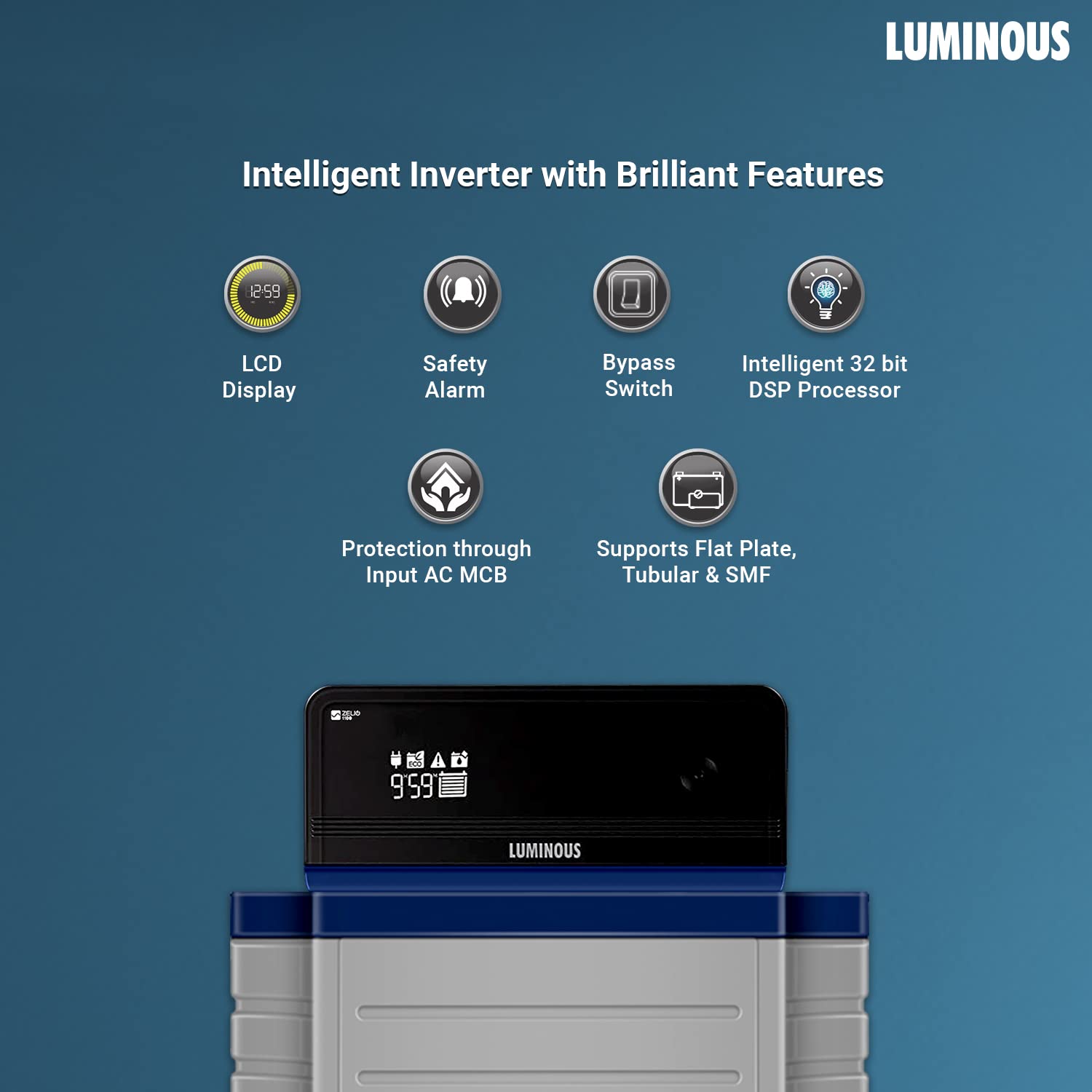 LUMINOUS ZELIO 1100 + RC18000ST 150 AH BATTERY + TROLLEY (Optional)