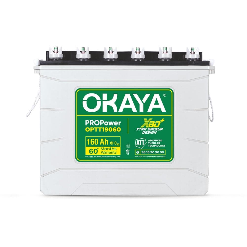 Okaya Propower OPTT19060 160Ah Advanced Tall Tubular Inverter Battery for Home, Office & Shops | Robust & Compact Design | Extra Backup Plus (XBD+ Technology) | 60 Months Total Warranty thumbnail 1