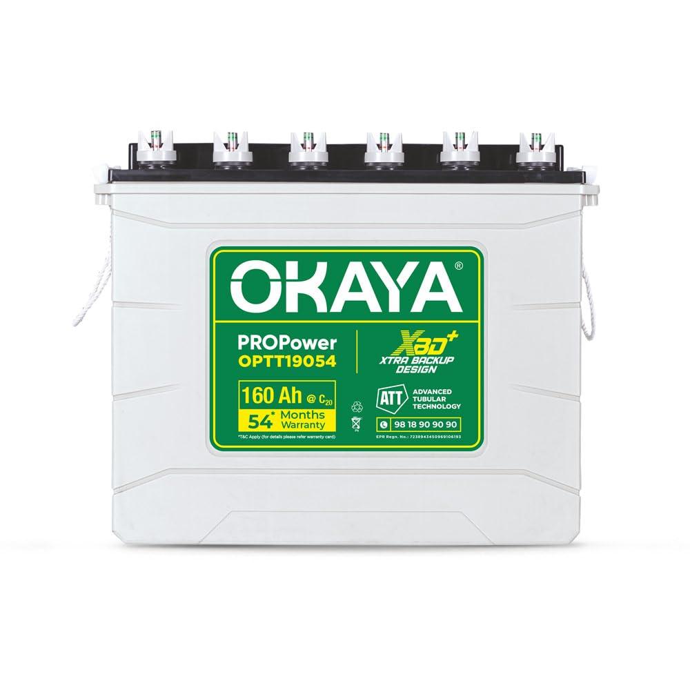 Okaya Propower OPTT19054 160Ah Advanced Tall Tubular Inverter Battery for Home, Office & Shops | Robust & Compact Design | Extra Backup Plus (XBD+ Technology) | 54 Months Total Warranty