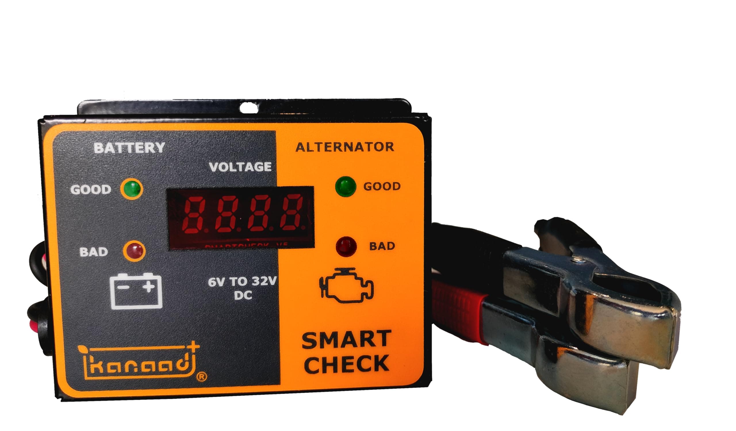 KANAAD® 6 Volt to 32 Volt DC Corded Electric Digital Voltmeter with Battery Health Indicator and Battery Charging Indicator, Blue