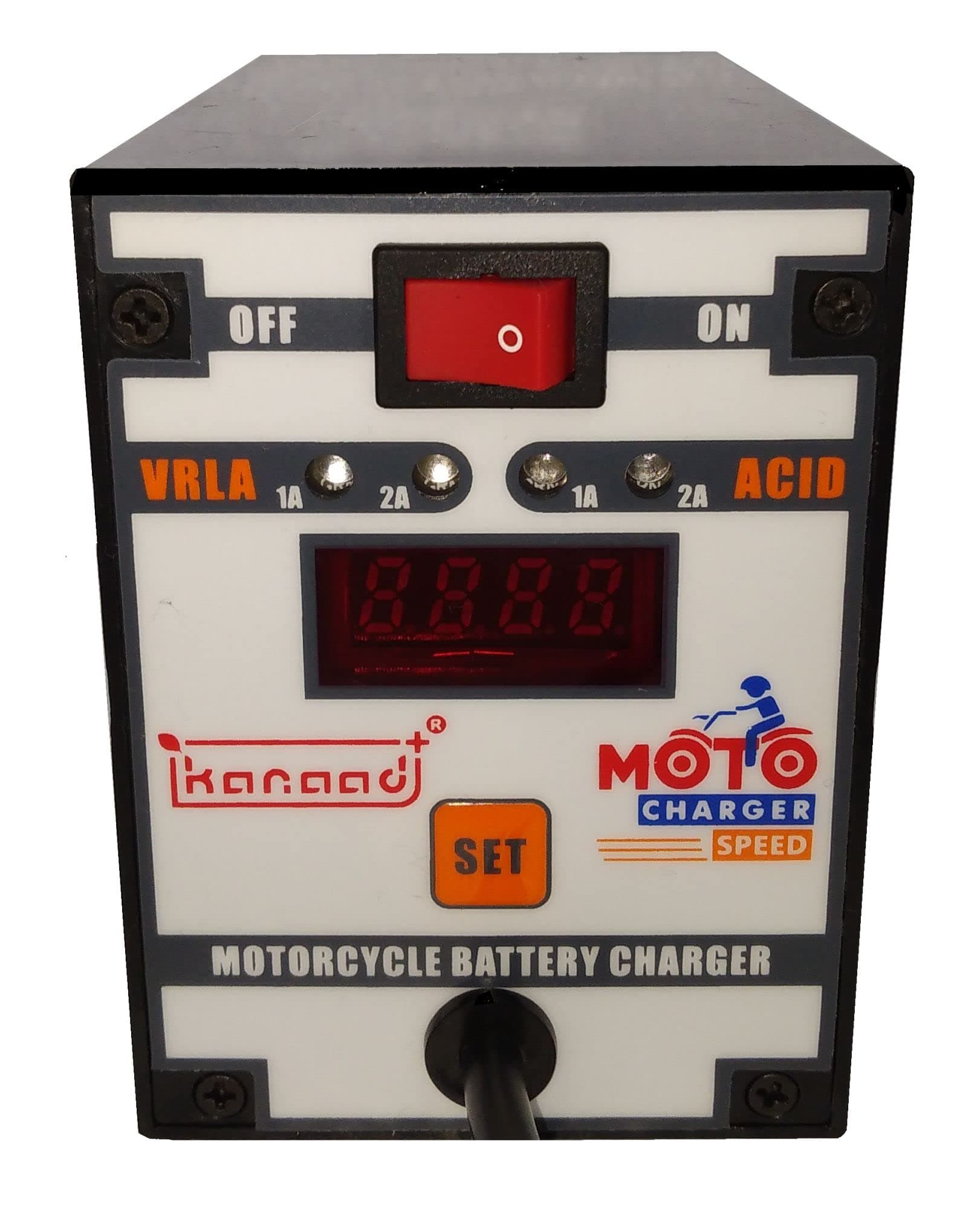 Kanaad Moto Speed Fully Automatic 1A and 2A Motorcycle Vrla Battery Chargers for 2.5Ah to 14Ah with Digital Display, Auto-Cutoff and Full Charging Indicator (1)