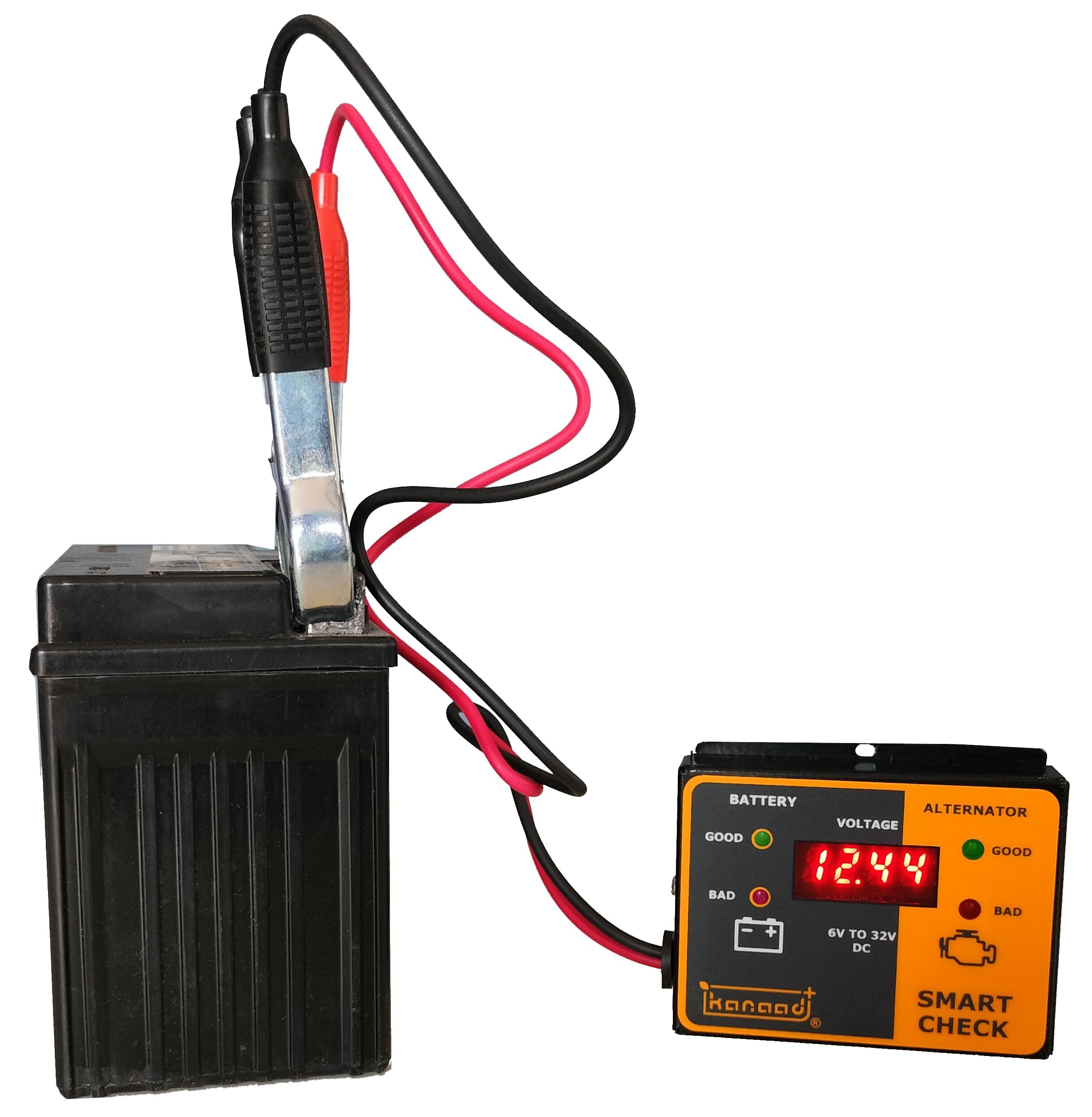 KANAAD® 6 Volt to 32 Volt DC Corded Electric Digital Voltmeter with Battery Health Indicator and Battery Charging Indicator, Blue thumbnail 3