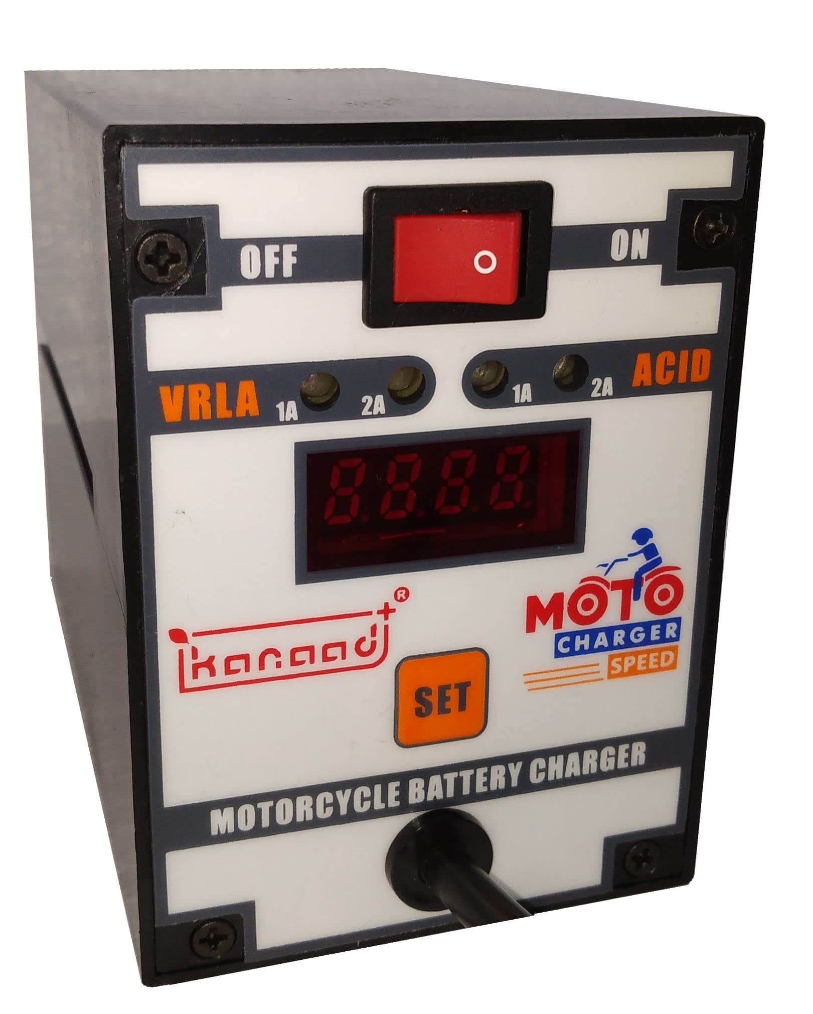 Kanaad Moto Speed Fully Automatic 1A and 2A Motorcycle Vrla Battery Chargers for 2.5Ah to 14Ah with Digital Display, Auto-Cutoff and Full Charging Indicator (1) thumbnail 2