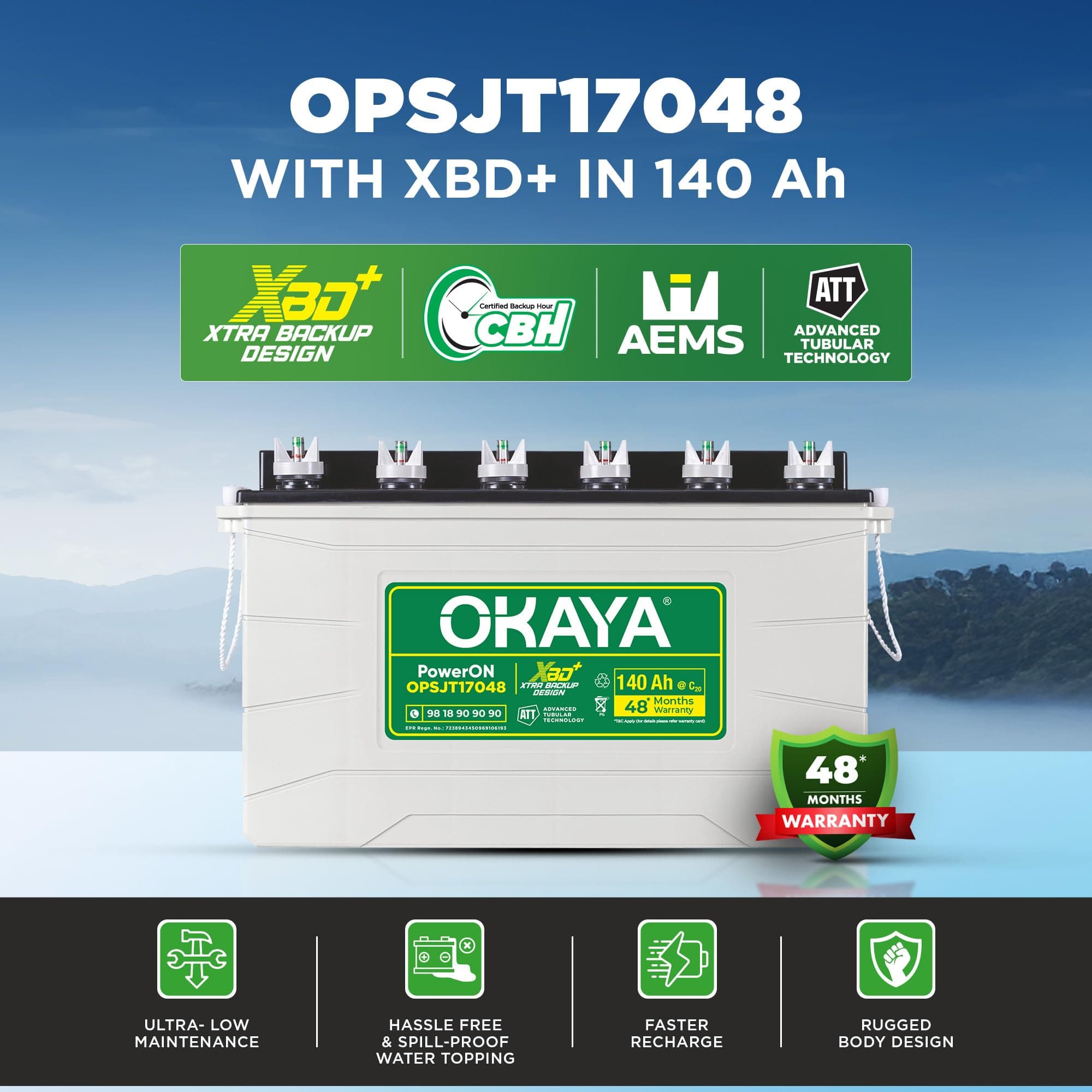 OKAYA OPSJT17048 Inverter Battery thumbnail 2