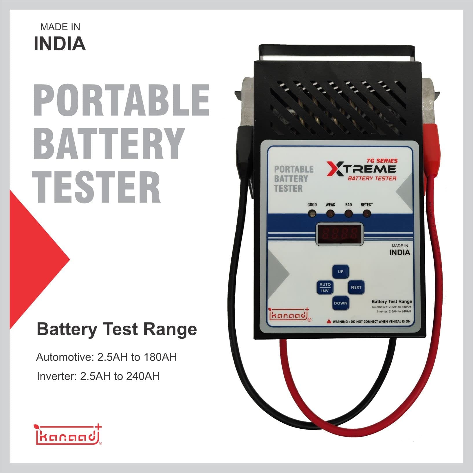 Kanaad-SBT 7G Portable Battery Load Tester for TWO wheeler, Four Wheeler and Inverter Batteries thumbnail 6